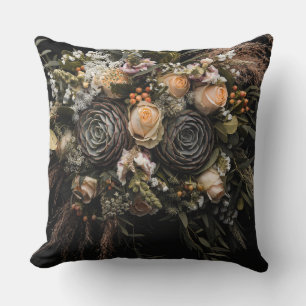 orange noir crémeux Floral Throw Oreiller