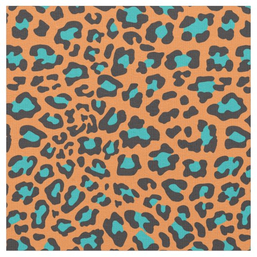Orange, noir, tissu de léopard d'Aqua (Fermer)