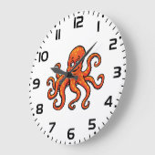 Orange Octopus Cartoon Ocean Sea Creature Grote Klok (Hoek)
