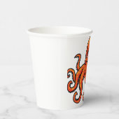 Orange Octopus Cartoon Ocean Sea Creature Papieren Bekers (Rechts)
