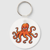 Orange Octopus Cartoon Ocean Sea Creature Sleutelhanger (Achterkant)