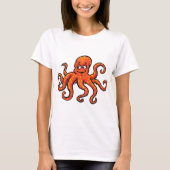 Orange Octopus Cartoon Ocean Sea Creature T-shirt (Voorkant)