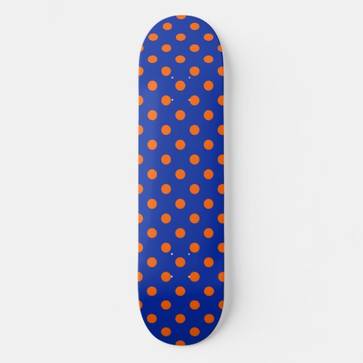 Orange On Blue Polka Dots Pattern Design Skateboard (Voorkant)