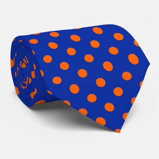 Orange On Blue Polka Dots Pattern Design Stropdas