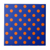 Orange On Blue Polka Dots Pattern Design  Tegeltje (Voorkant)