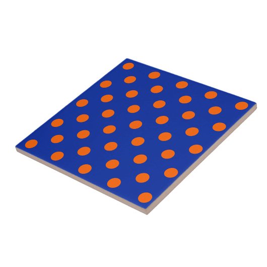 Orange On Blue Polka Dots Pattern Design  Tegeltje