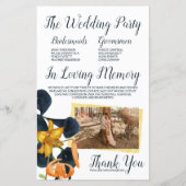 Orange, Or, Blue Calla Lilies Programme de mariage (Dos)