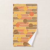 Orange, Or, Rectangles Brown et cercles (Serviette à main)