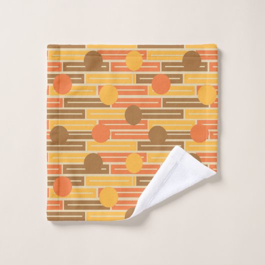 Orange, Or, Rectangles Brown et cercles (Gant de toilette)