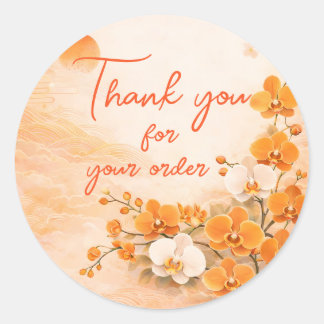 Orange orchid Thank You For your order Ronde Sticker