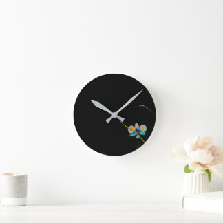 Orange Orchid Wall Clock Ronde Klok