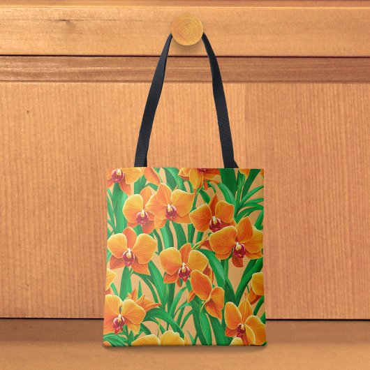 Orange Orchids Tote Bag