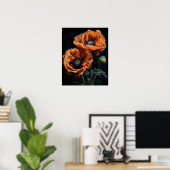 Orange Oriental Poppy Fleurs Art Imprimer Poster (Bureau à domicile)