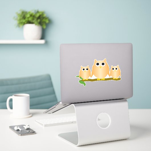Orange Owls Design Sticker (Laptop op bureau)