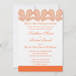 Orange Paisley Faire-part de mariage
