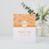 Orange Paisley Mariage Merci Cartes (Debout devant)
