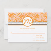 Orange Paisley Wedding RSVP avec points (Devant)