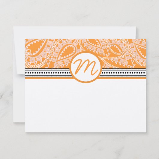 Orange Paisley Wedding RSVP avec points (Dos)