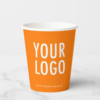 Orange Paper Cups Custom Business Logo 8 oz Papieren Bekers