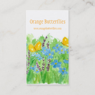 Orange Papillons Carte de visite Art Fleur sauvage