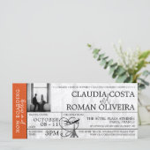 Orange Paris Mariage Boarding Pass Invitation (Debout devant)