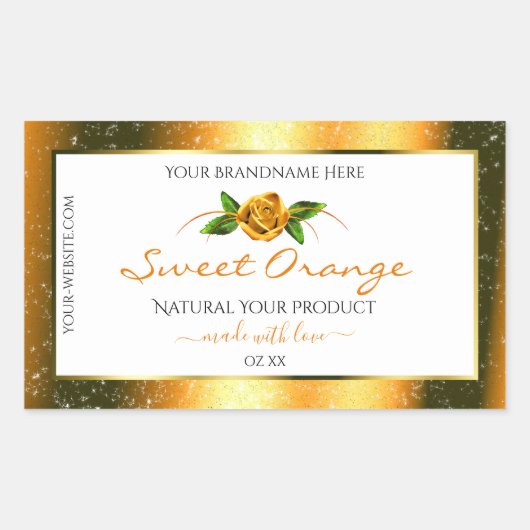 Orange Parties scintillant blanc Étiquette Rose Fl (Devant)