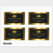 Orange Parties scintillant Noir Étiquette Rose Flo (Feuille)