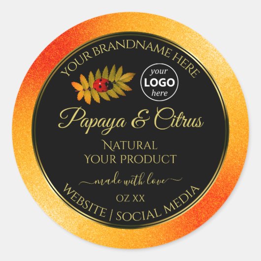 Orange Parties scintillant Noir Étiquettes Ladybug (Devant)