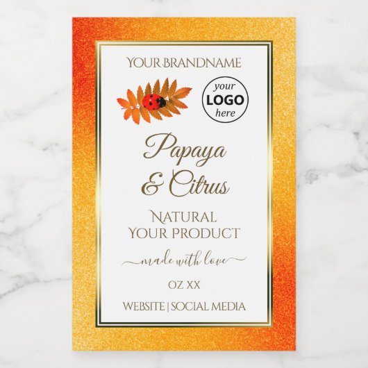 Orange Parties scintillant White Produit Étiquette (Étiquettes simples)