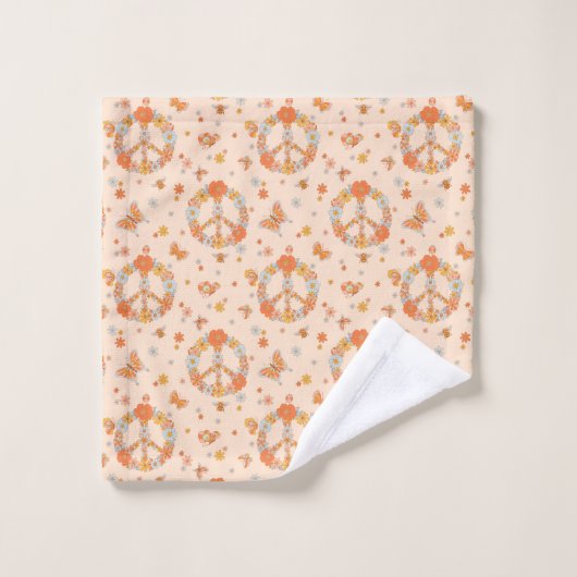 Orange Peace Floral (Gant de toilette)