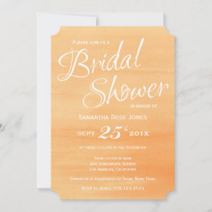 Orange Peach Aquarelle Nuptiale Douche Invitation