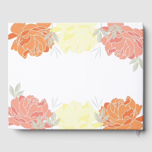 Orange Peach Yellow Peonies Quinceanera Livre d'or (Verso)