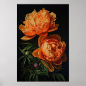 Orange Peonies Flower Art Imprimer Poster (Devant)