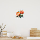 Orange Peonies Flower Art Imprimer Poster (Cuisine)