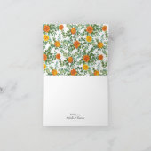 Orange Peony & Rose Floral Merci Cartes (Intérieur)