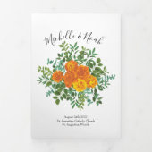 Orange Peony & Rose Floral Wedding Programmes (Page de couverture)