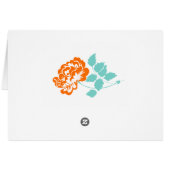 Orange Peony sur blanc et turquoise Numéro de tabl (Dos Horizontal)
