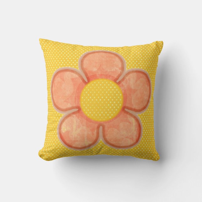 Orange Petals Polkadot Flower Coussins (Recto)