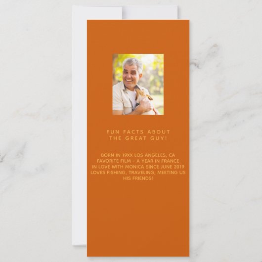 Orange photo fun faits carte menu d'anniversaire (Dos)