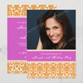 Orange Photo Invitations à la fête du 40e annivers (Devant / Derrière)
