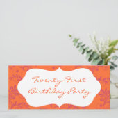 Orange Pink Damask Invitations à la fête d'anniver (Debout devant)