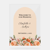 Orange pink florals arch clear wedding welcome (Recto)