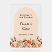Orange pink florals arch clear wedding welcome (Recto)