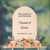 Orange pink florals arch clear wedding welcome (Neutre)