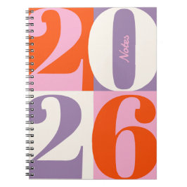 Orange Pink Lavender Bold Year Color Block Notitieboek
