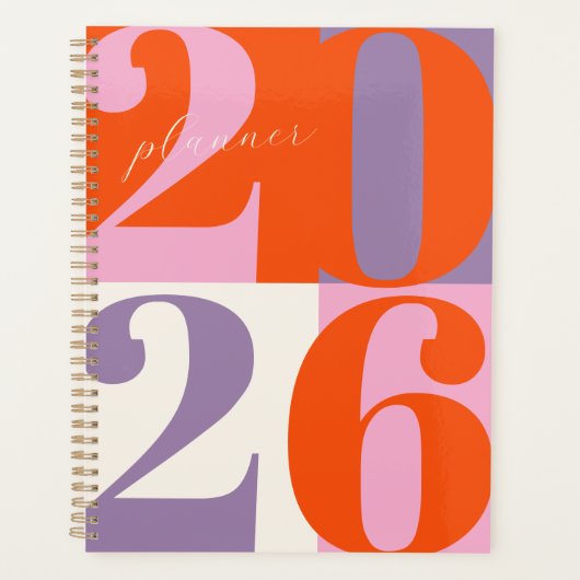 Orange Pink Lilac Bold Year Color Block Planner (Devant)
