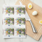 orange, pink, yellow, and blue flowers pattern theedoek (Quarter Fold)