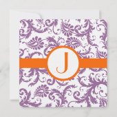 Orange Plum Damask Faire-part de mariage (Dos)