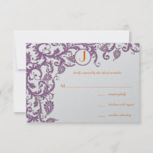 Orange Plum Damask Faire-part de mariage