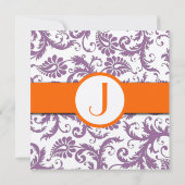 Orange Plum Damask Faire-part de mariage (Dos)